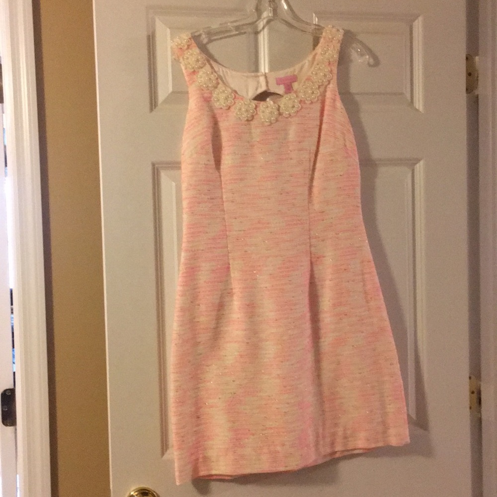 Lilly Pulitzer pearl flower tweed dress